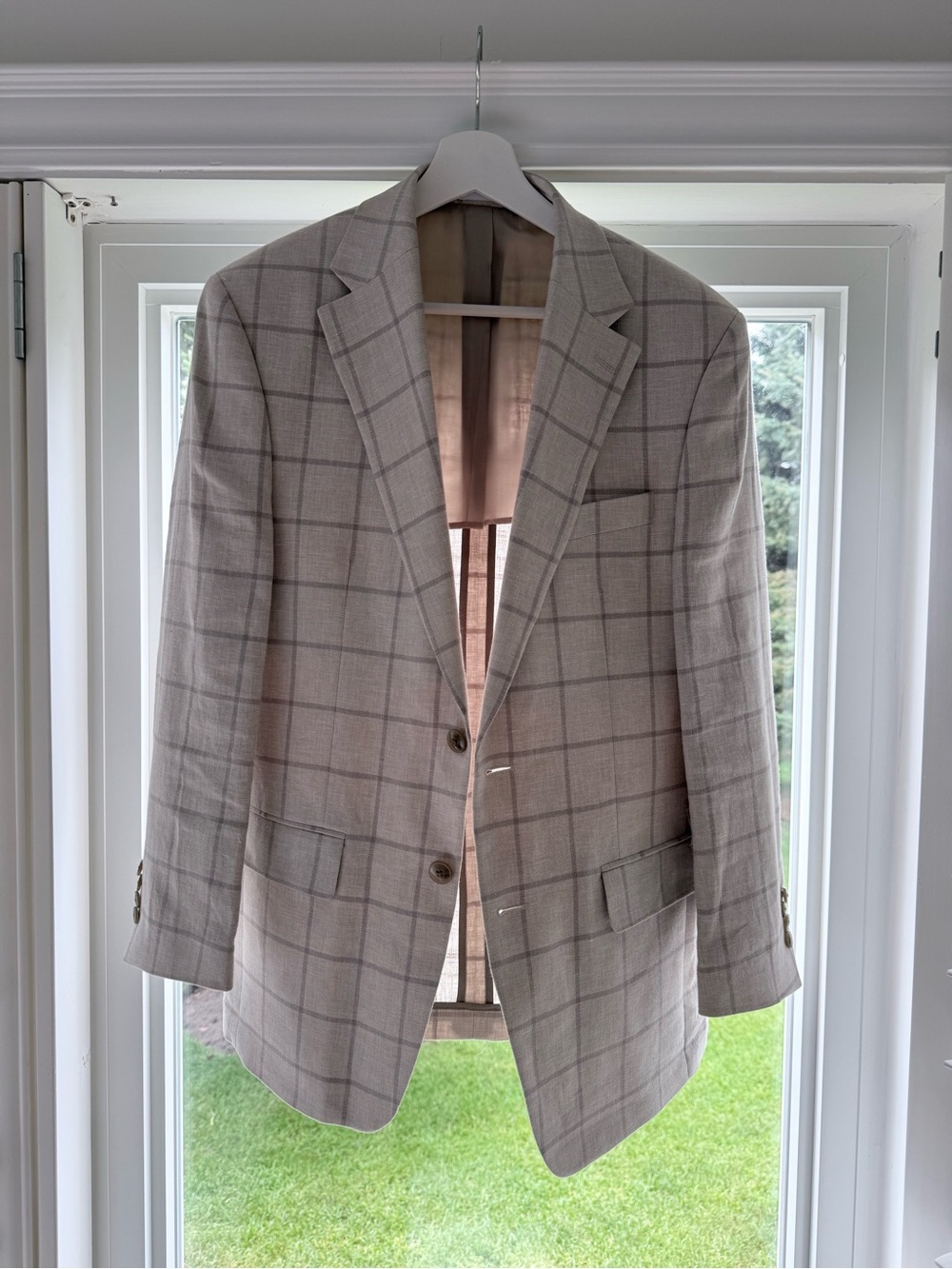 Michael Kors beige Linen/Cotton Windowpane Sport Blazer